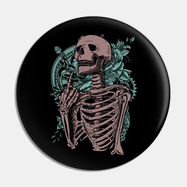 Skeleton and his middle finger Pin by DeathAnarchy