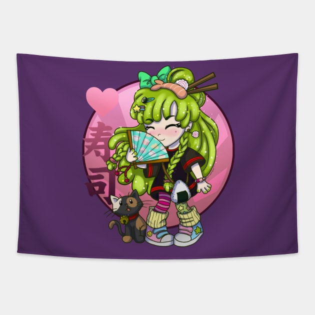 Kawaii wasabi girl Tapestry by ekkimu