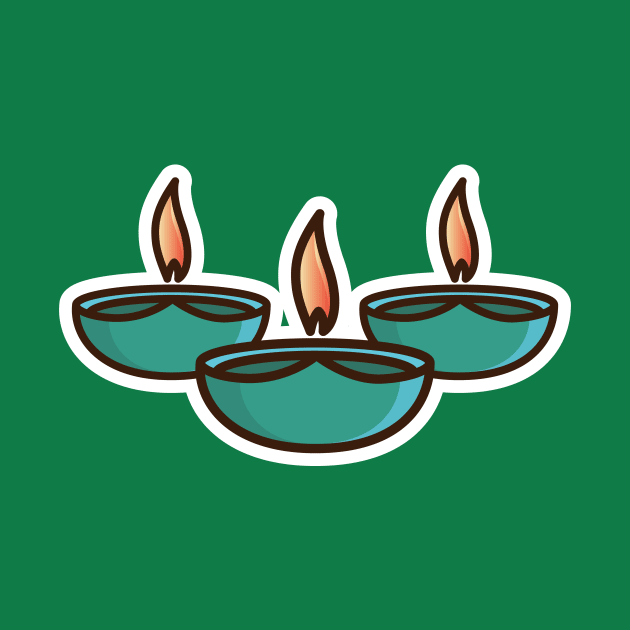 Diwali Props Sticker vector illustration. Happy Diwali Festival of lights celebration icon concept. Indian Festival Happy Diwali sticker design logo. by AlviStudio