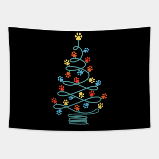 Cute Dog Paws christmas tree Tapestry