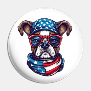Patriotic Dog, 4th of July Design Pin