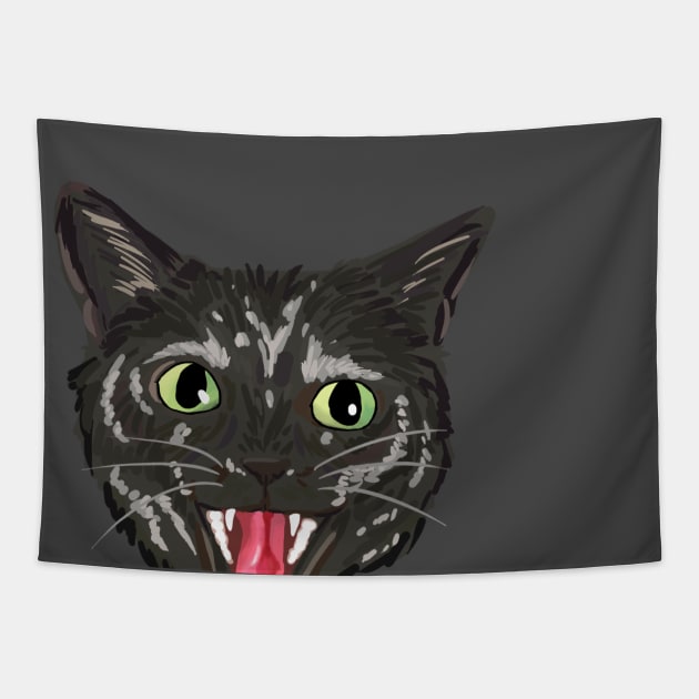 Black Cat Hiss Tapestry by michelleachan