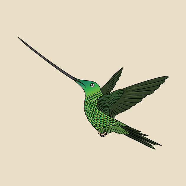 Sword-billed hummingbird cartoon illustration by Cartoons of fun