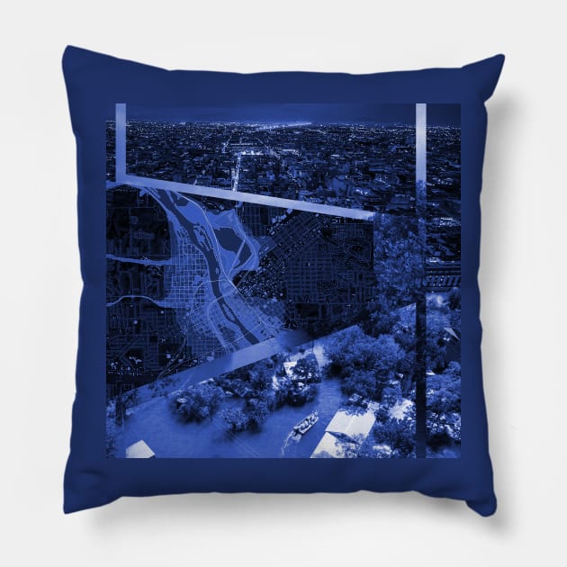 the big blue planet in wetland city collage ecopop urban art Pillow by jorge_lebeau