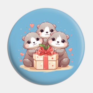 Kawaii Otters valentine gift Pin