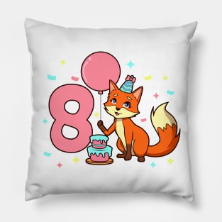 I am 8 with fox - girl birthday 8 years old Pillow