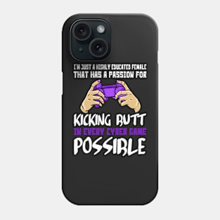 Gamer Girl Kicking Butt Cyber Games Phone Case