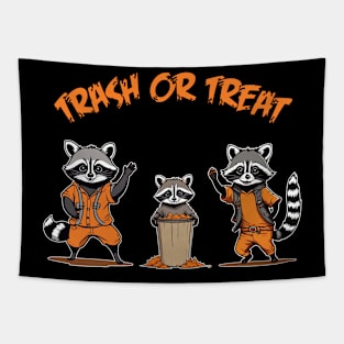 Trash or Treat - Raccoon Halloween Family Tapestry