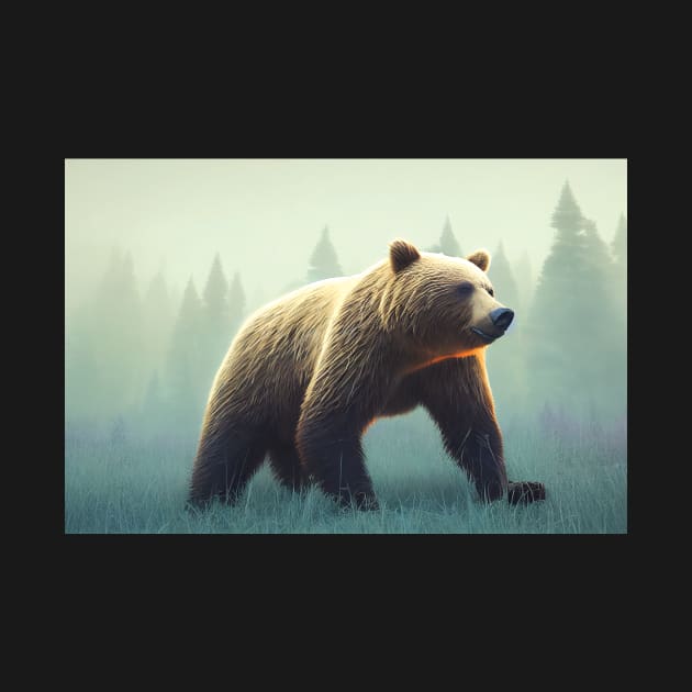 Grizzly Bear in the Woods by Geminiartstudio