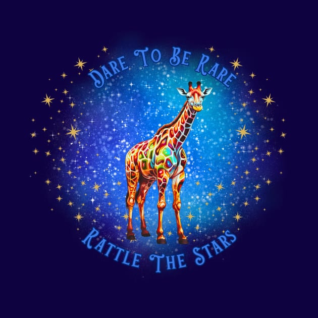 Dare to be Rare, Rattle the Stars Inspirational Giraffe, Neurodivergence by Nebula Nexus