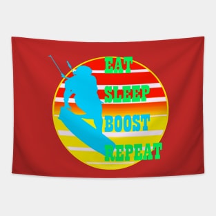 Eat Sleep Boost Repeat Female Kitesufer Retro Sunset Tapestry