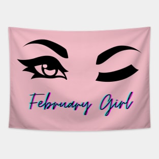 February Winking Girl, February Birthday Tapestry