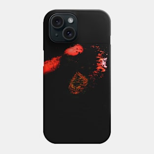 Digital collage and special processing. Dark, scary place in woods. Hole. Red and orange. Phone Case