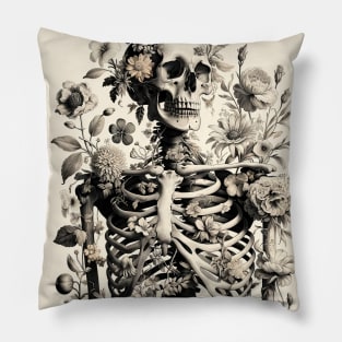 Floral Skeletons: Botanical Elegance Meets Anatomical Intrigue in 18th-Century Illustration Pillow