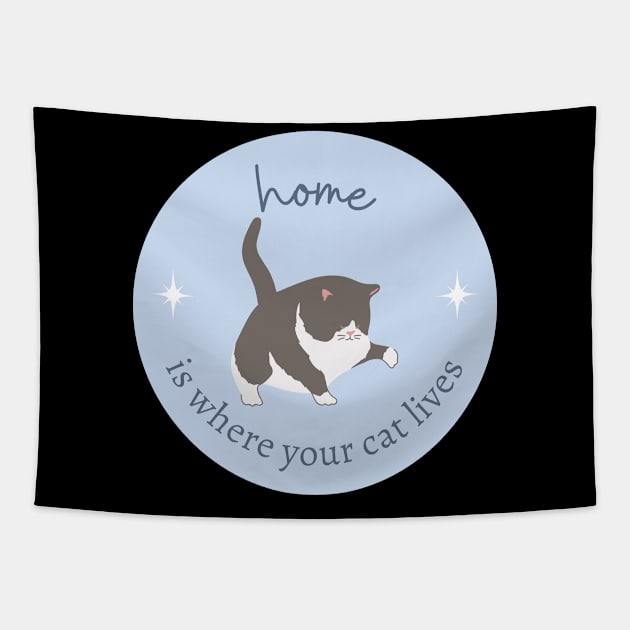 Home Is Where Your Cat Lives Cute Kitten Tapestry by Mish-Mash