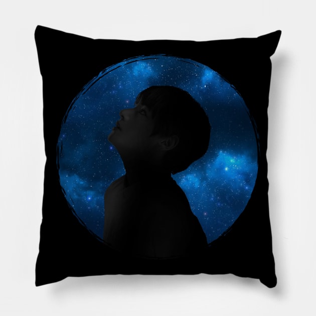 BTS V Tae silhouette (blue galaxy circle brush) | Army | Kpop Pillow by Vane22april