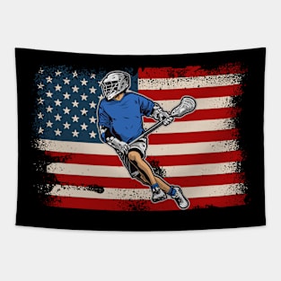 American Flag Lacrosse Player Tapestry