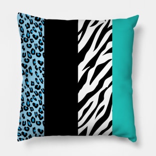 Leopard Print, Zebra Print, Animal Print, Blue Pillow