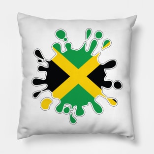 Jamaica National Flag Paint Splash Pillow