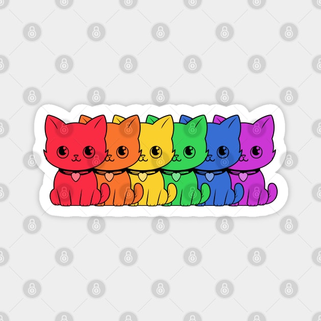 Cat Pride --- Rainbow Themed Design Magnet by DrumRollDesigns