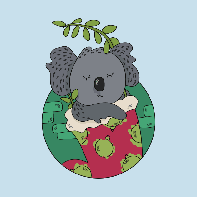 Cute Christmas Koala in a Stocking // Festive Animal Cartoon by SLAG_Creative