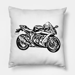 2016 ZX10R Motorcycle Sketch Art Pillow