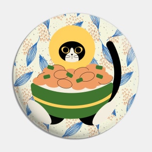 Cat in natto bowl Pin