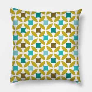 Mid Mod Gold Teal Brown Robin's Egg Blue Decor Print Pillow