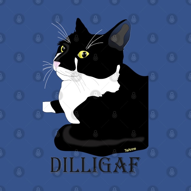 Cute Tuxedo Cat DILLIGAF Attitude by TeAnne