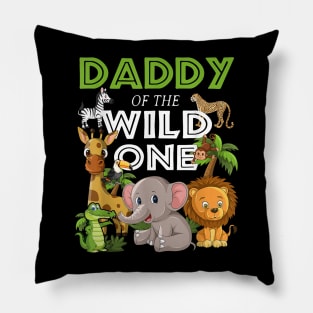 Daddy Of The Wild One Zoo Birthday Safari Jungle Animal Pillow