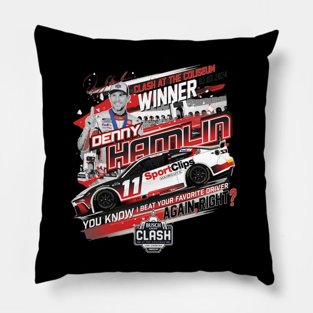 Denny Hamlin Clash At The Coliseum Pillow by ganisfarhan