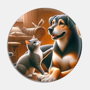 Paws & Whiskers: An Unlikely Alliance Pin