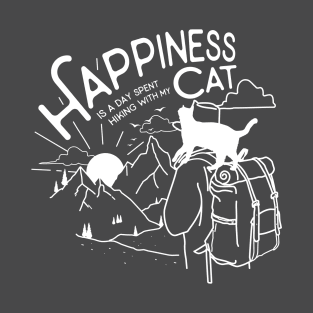 Happiness Is A Day Spent Hiking With My Cat | Hikers and Cats Lover Gift T-Shirt