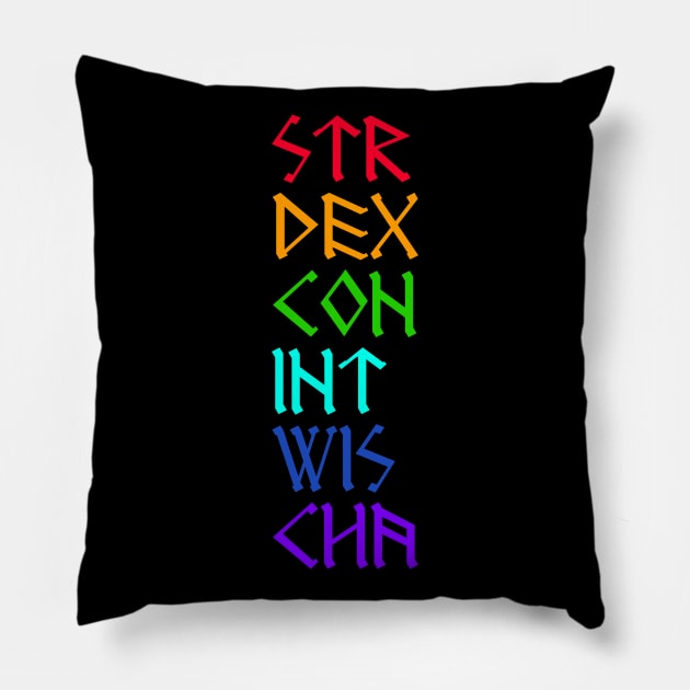 Tabletop RPG Ability Scores Pillow by CrowleyCreations