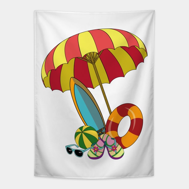 Beach Summer Fun Tapestry by Designoholic