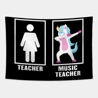 Dabbing Unicorn Music Teacher Tapestry