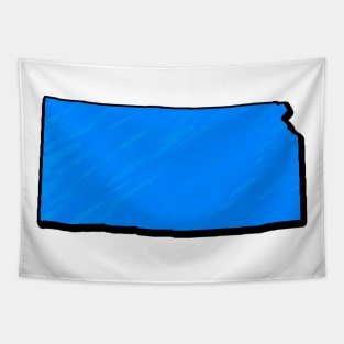 Bright Blue Kansas Outline Tapestry