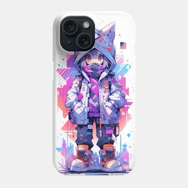 A anime girl wearing a white cat ears hooded Phone Case by Fyllewy