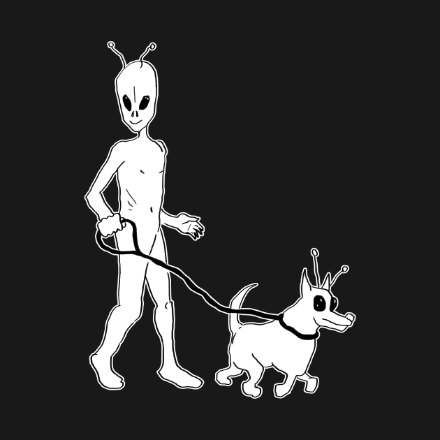 Alien walking his dog by Alien-thang