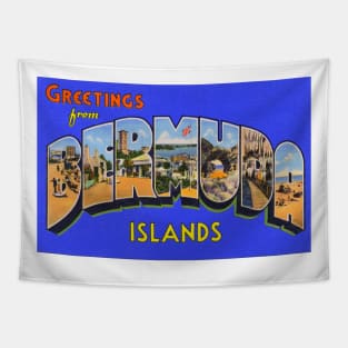 Greetings from Bermuda Islands - Vintage Large Letter Postcard Tapestry