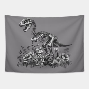 T-rex skeleton in flowers vintage Tapestry