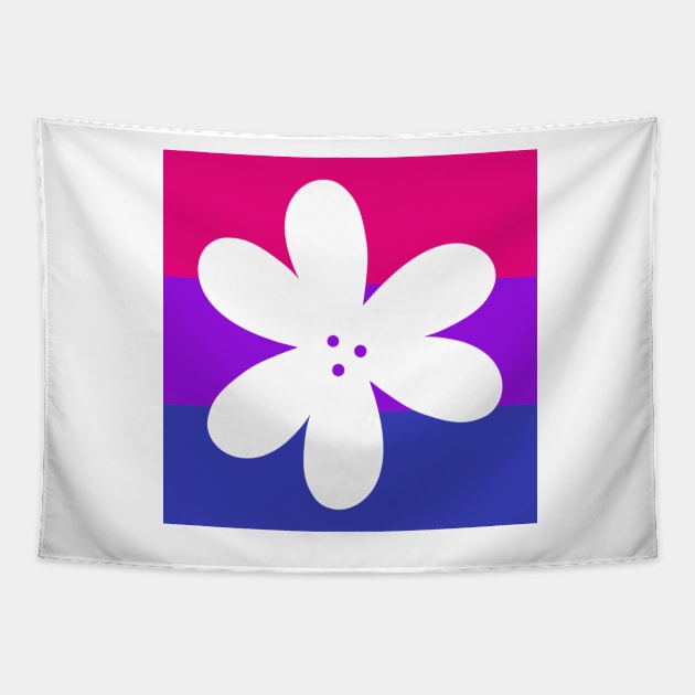 Flower Outline - discreet bisexual pride flag Tapestry by JuneNostalgia