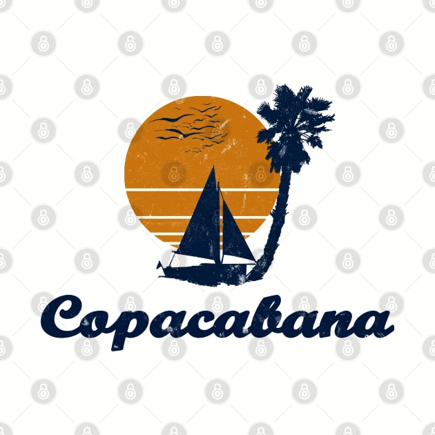 Copacabana Brazil . Sunset Palm Tree Sailor Bot Summer Design by FromHamburg