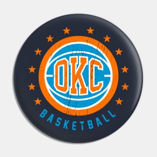 OKC Basketball Vintage Distressed Pin