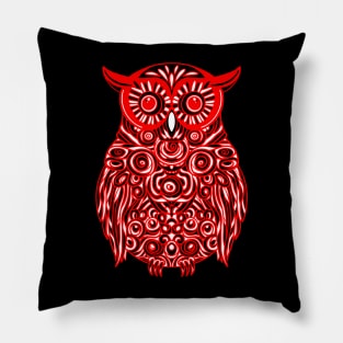 Bright Red Owl design with white and black highlights. Pillow