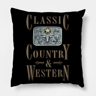 Classic Country and Western Belt Buckles Pillow