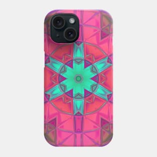 Mosaic Kaleidoscope Flower Blue Pink and Purple Phone Case