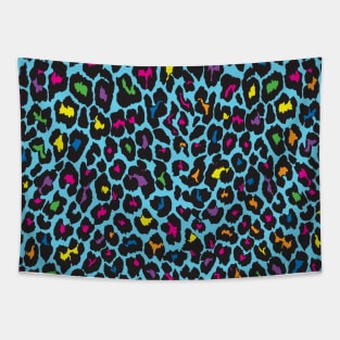 Rainbow Cheetah on Turquoise Tapestry