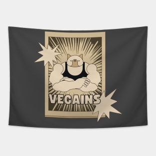 Vegains Strong Funny Vegan Power Pun Tapestry