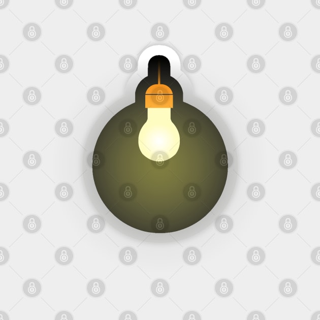 A light bulb emits a yellowish light around. Magnet by EvgeniiV